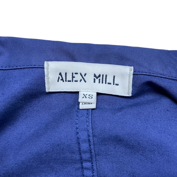 Alex Mill Sz XS Oversized Long Work Chore Jacket Button Up Cotton Twill Navy EUC - Picture 12 of 13